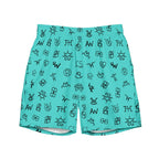 Baha Ranch Yeehaw Turquoise Cattle Brands Men's Swim Trunks Baha Ranch Western Wear