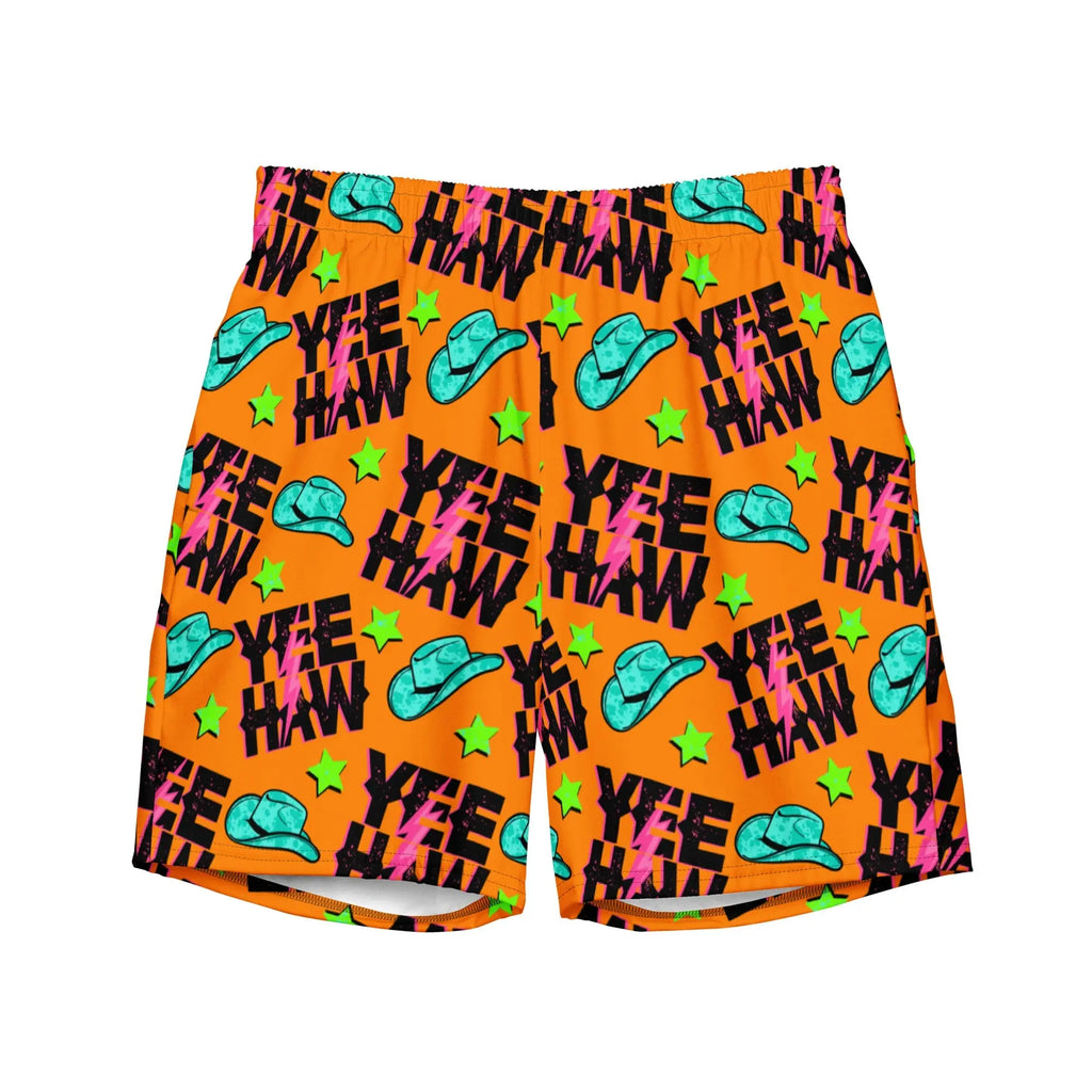 Baha Ranch Yeehaw Orange Men's Swim Trunks Baha Ranch Western Wear