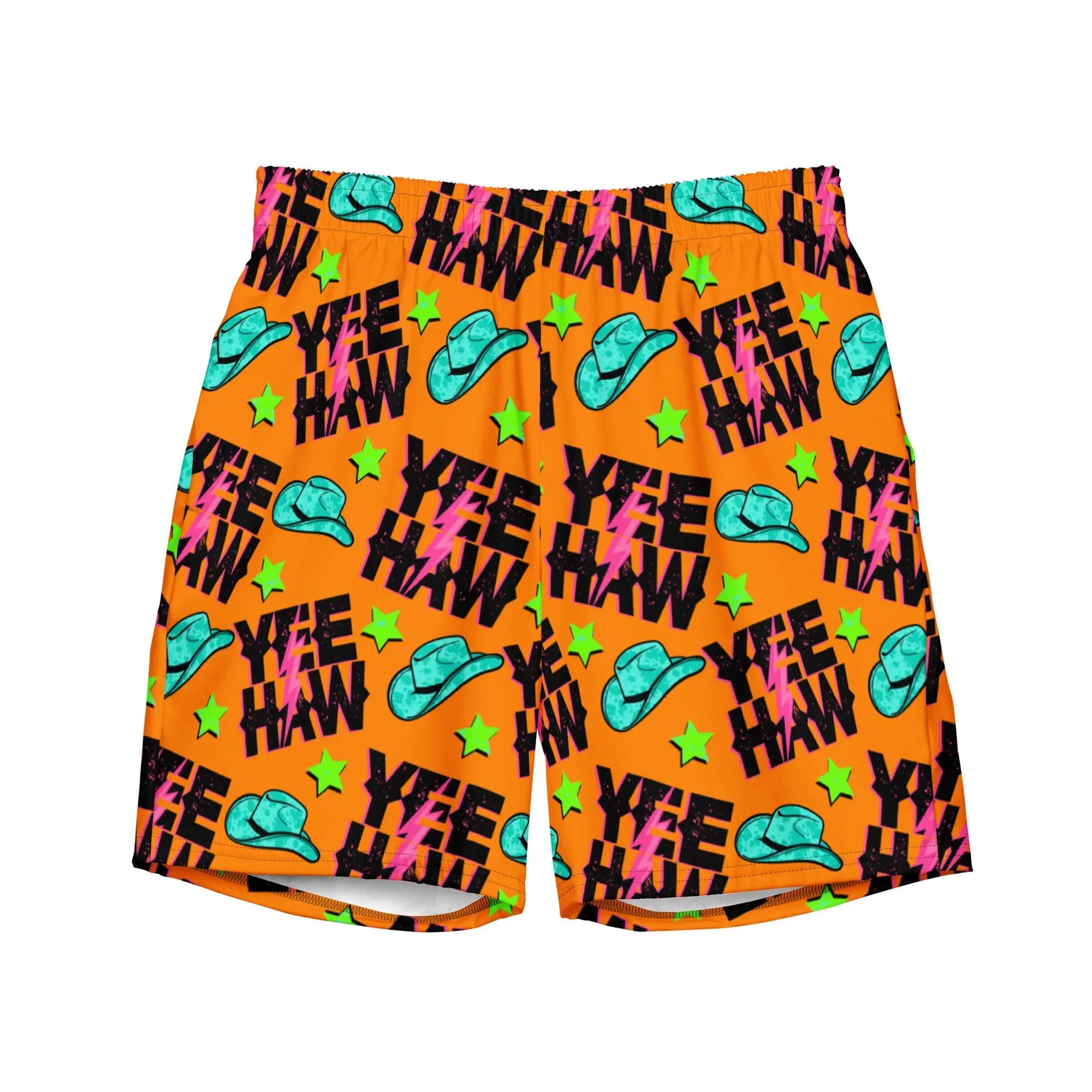 Baha Ranch Yeehaw Orange Men's Swim Trunks Baha Ranch Western Wear