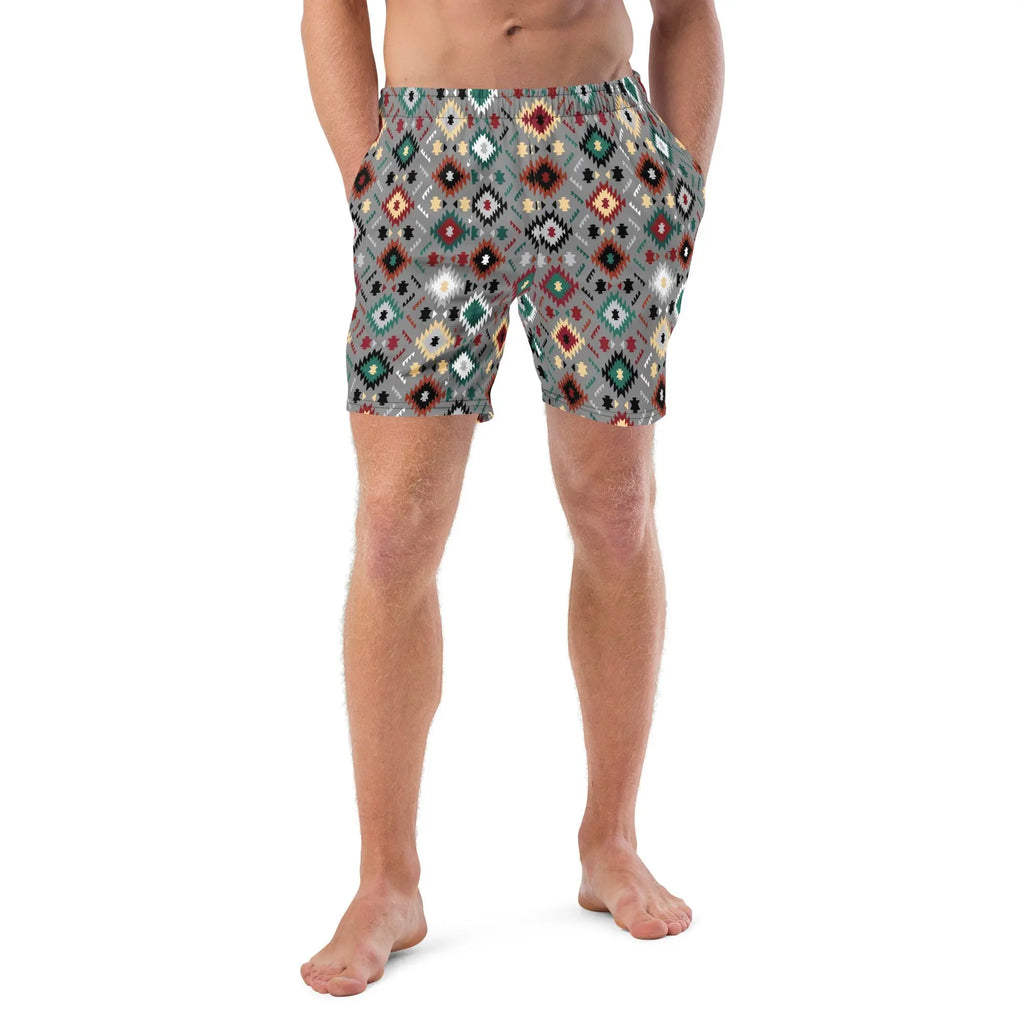 Baha Ranch Yeehaw Gray Aztec Men's Swim Trunks Baha Ranch Western Wear