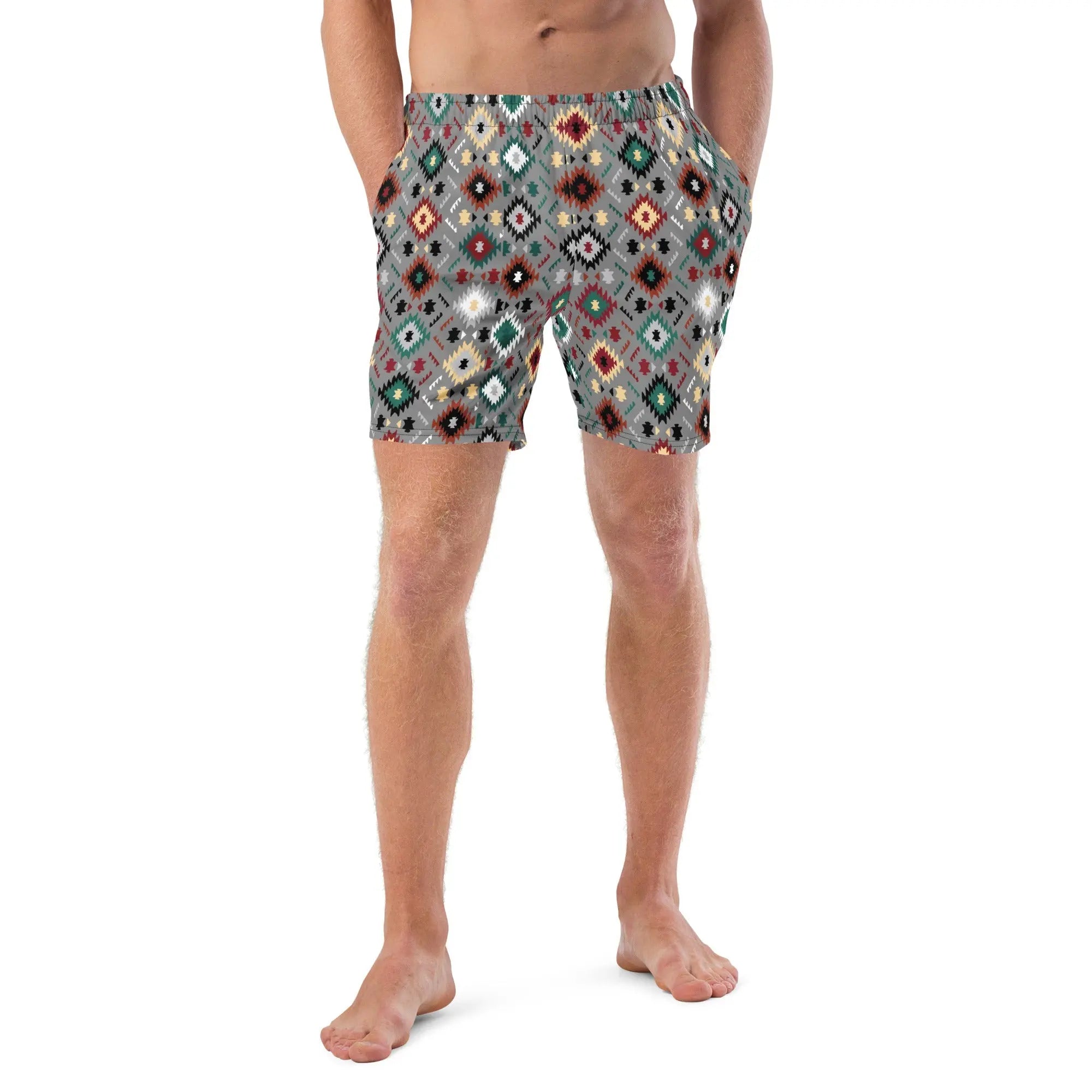 Baha Ranch Yeehaw Gray Aztec Men's Swim Trunks Baha Ranch Western Wear