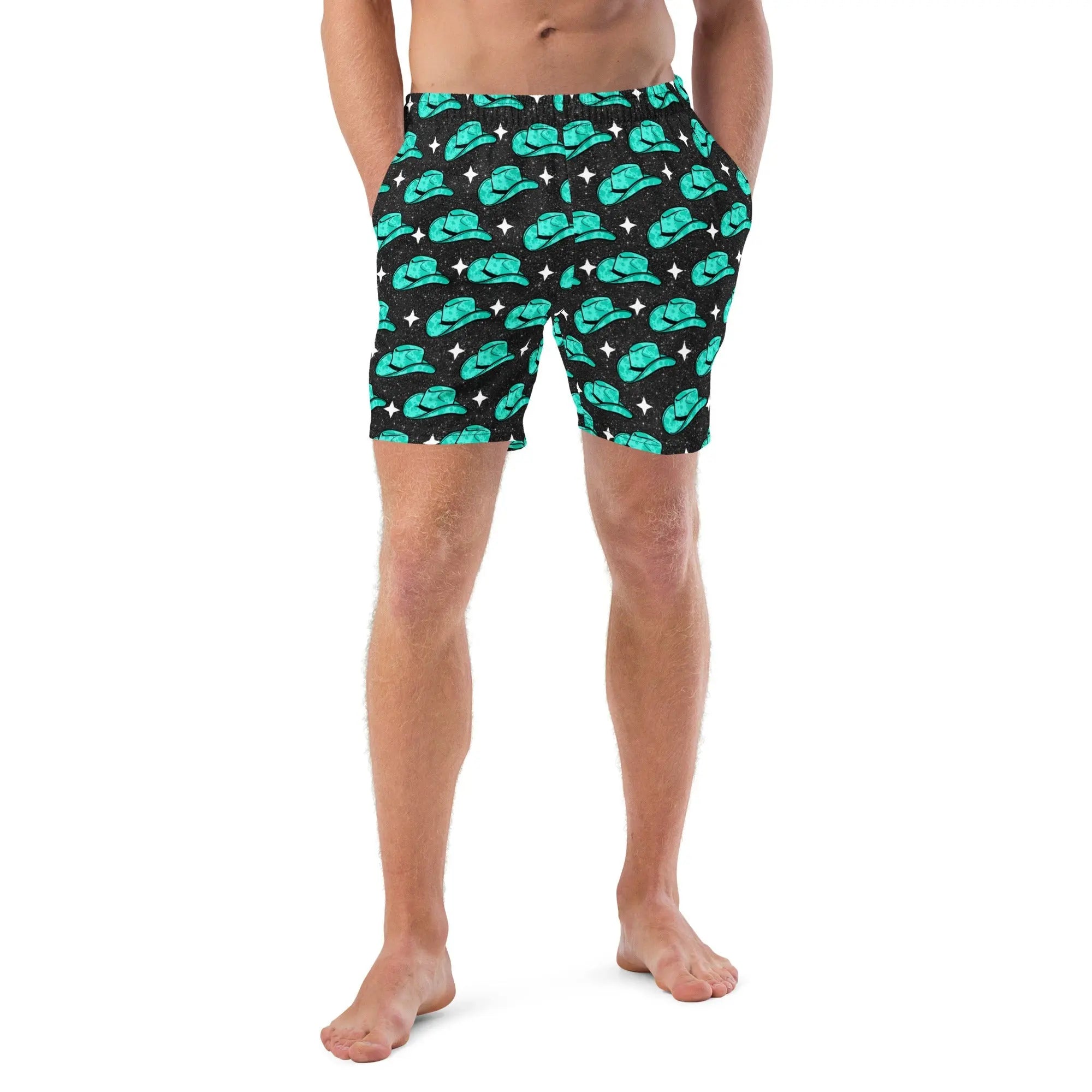 Baha Ranch Yeehaw Turquoise Hat Men's Swim Trunks Baha Ranch Western Wear