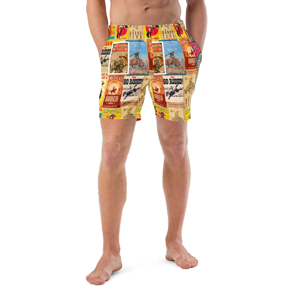 Baha Ranch Yeehaw Rodeo Poster Men's Swim Trunks Baha Ranch Western Wear