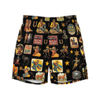 Baha Ranch Yeehaw Vintage Cowboy Collage Swim Trunks Baha Ranch Western Wear