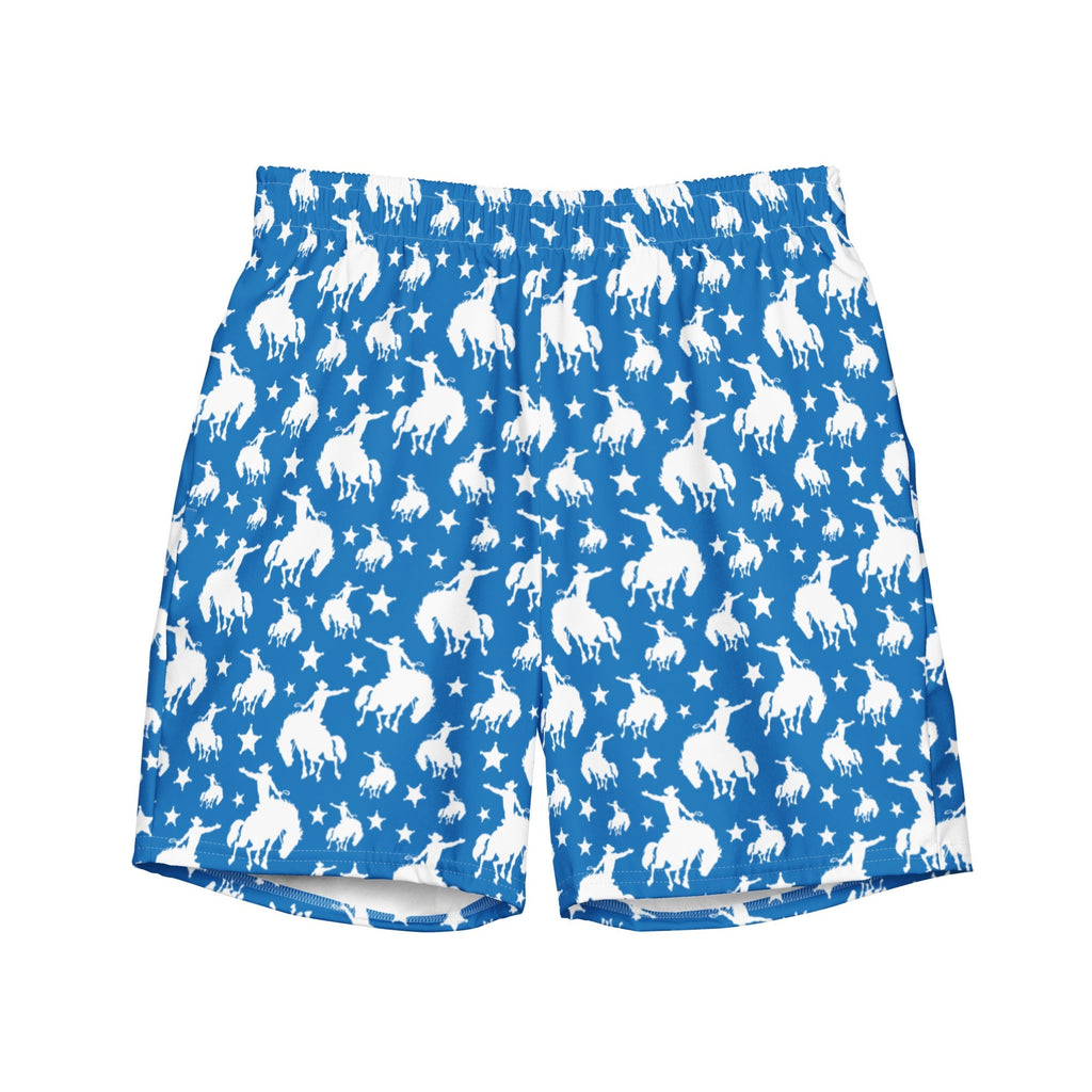 Baha Ranch Yeehaw Blue Rodeo Cowboy Men's Swim Trunks Baha Ranch Western Wear