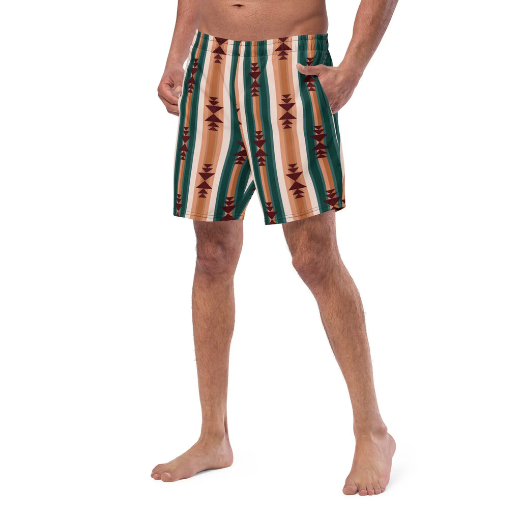 Baha Ranch Yeehaw Cocoa Aztec Men's Swim Trunks Baha Ranch Western Wear