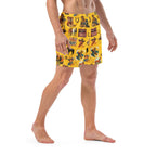 Baha Ranch Yeehaw Vintage Cowboy Collage Mustard Swim Trunks Baha Ranch Western Wear