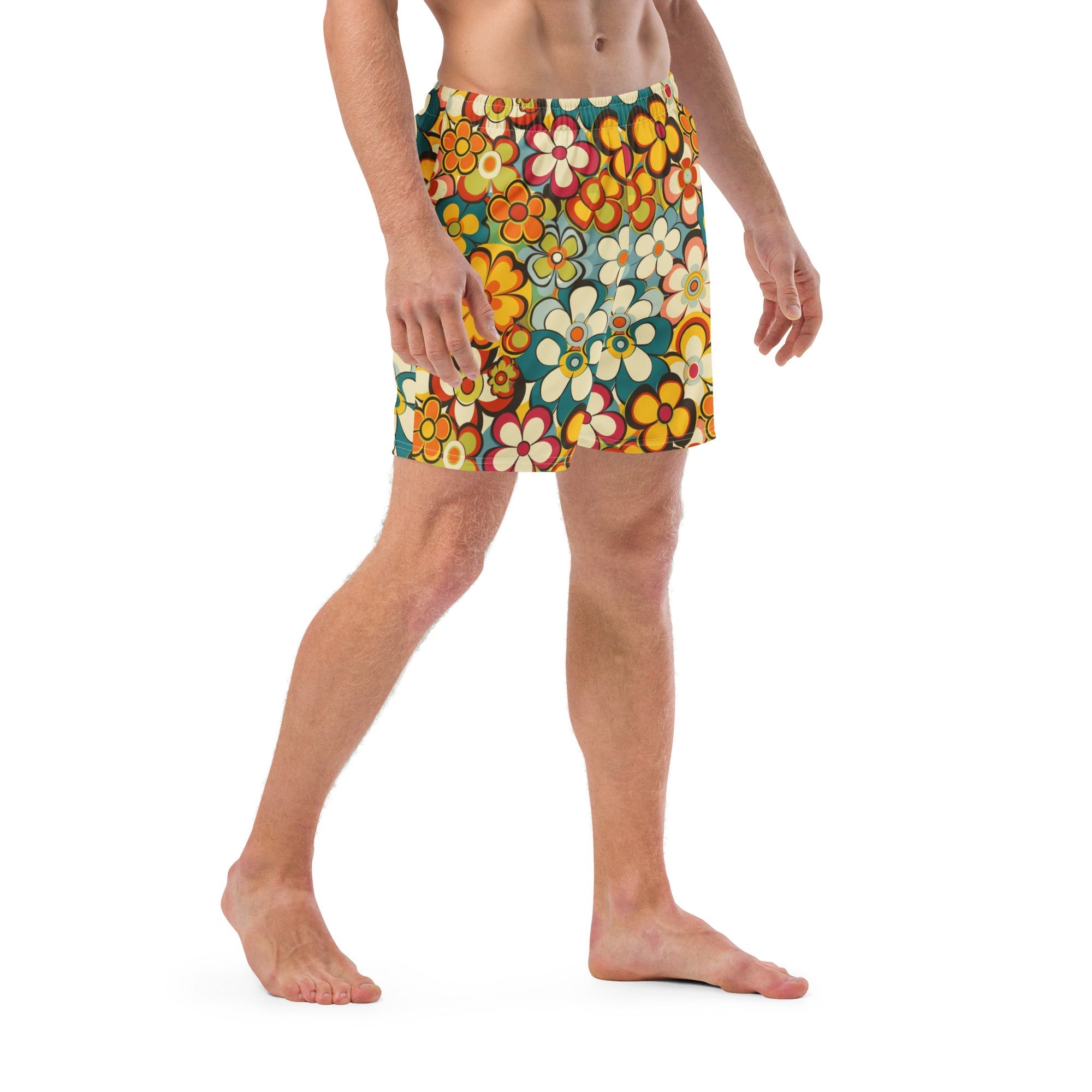 Baha Ranch Yeehaw Woodstock Retro Floral Men's Swim Trunks Baha Ranch Western Wear