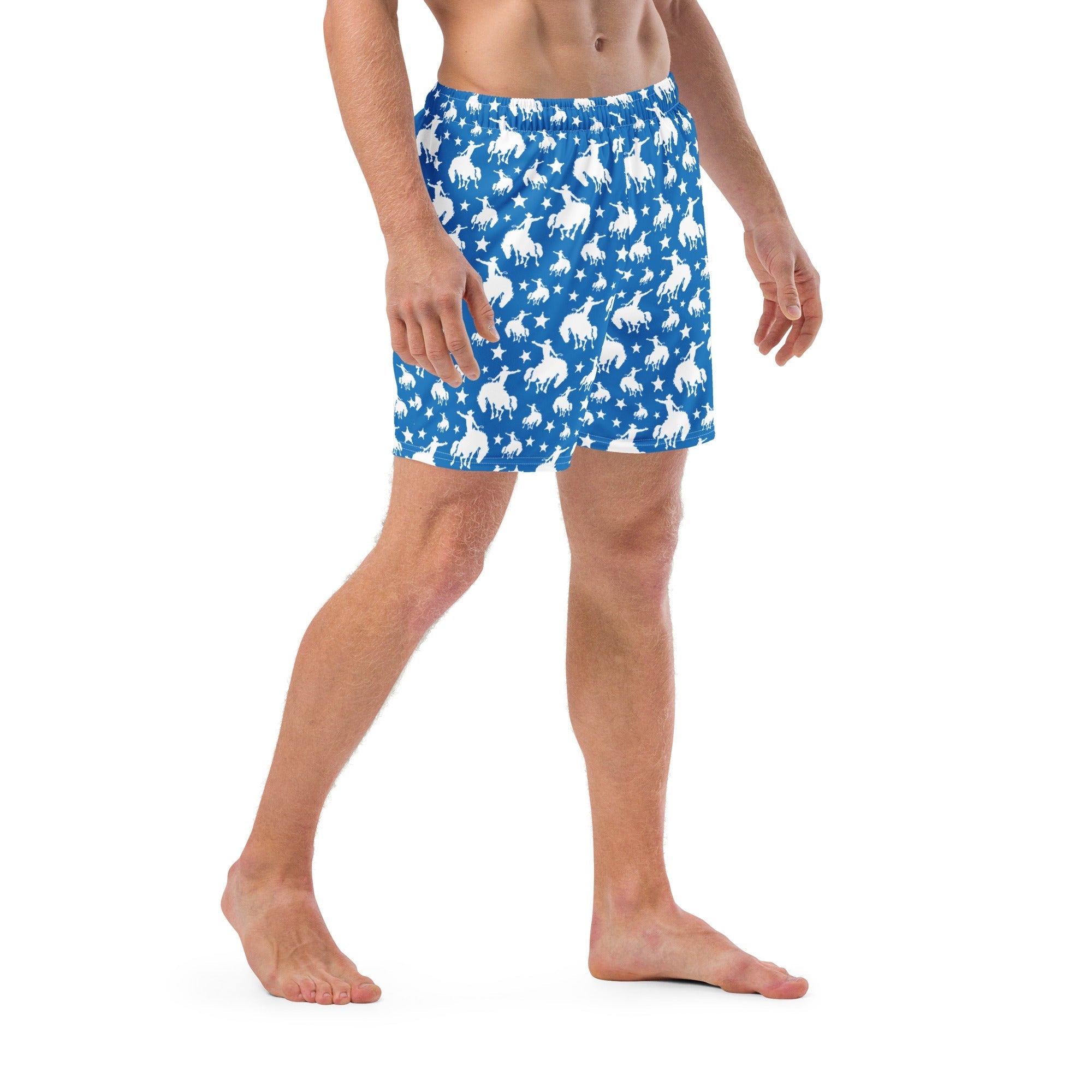 Baha Ranch Yeehaw Blue Rodeo Cowboy Men's Swim Trunks Baha Ranch Western Wear