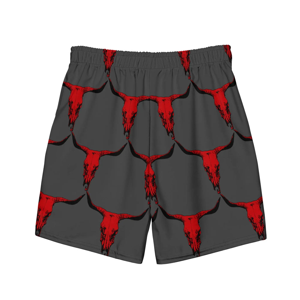 Baha Ranch Yeehaw Red Bull Skull Men's Swim Trunks Baha Ranch Western Wear