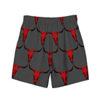 Baha Ranch Yeehaw Red Bull Skull Men's Swim Trunks Baha Ranch Western Wear