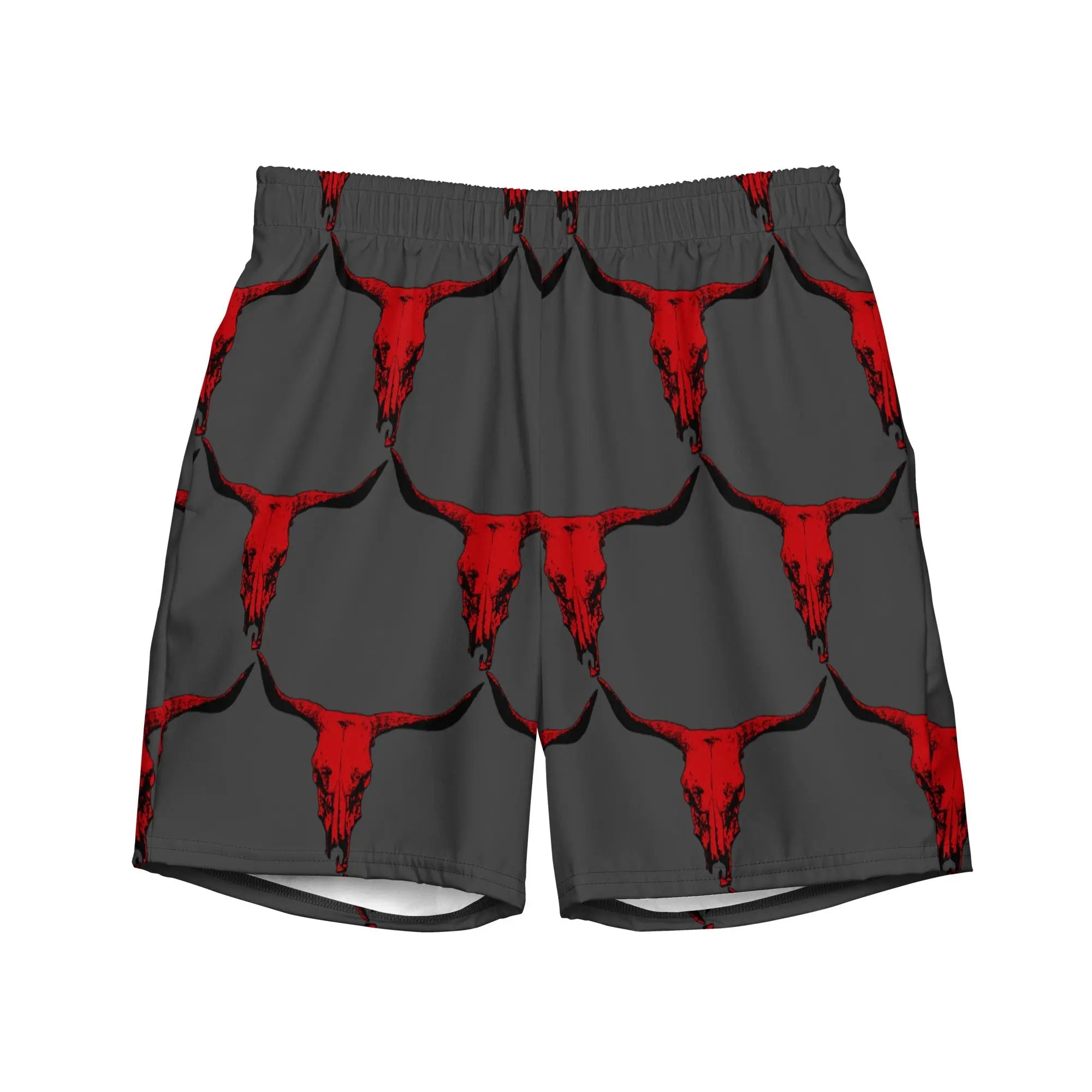 Baha Ranch Yeehaw Red Bull Skull Men's Swim Trunks Baha Ranch Western Wear
