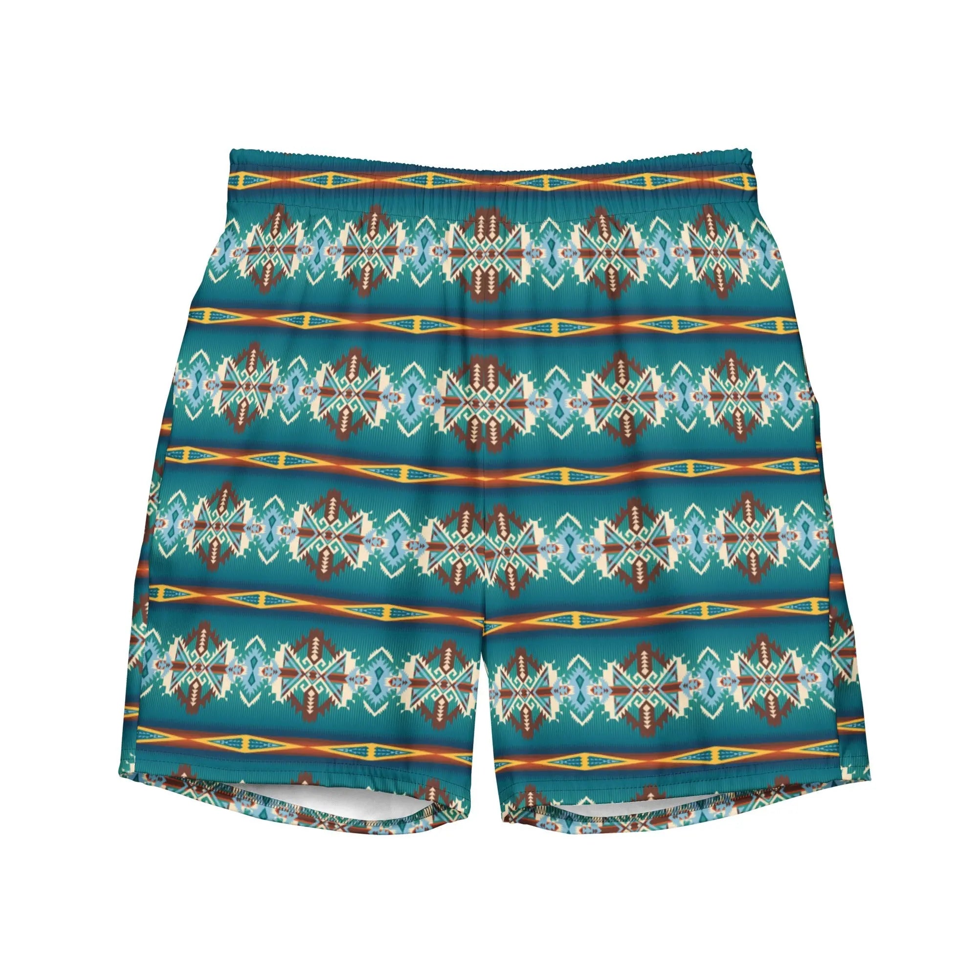 Baha Ranch Yeehaw Teal Aztec Blanket Print Mens Swim Shorts Baha Ranch Western Wear