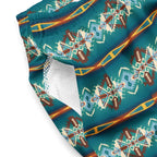 Baha Ranch Yeehaw Teal Aztec Blanket Print Mens Swim Shorts Baha Ranch Western Wear