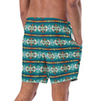 Baha Ranch Yeehaw Teal Aztec Blanket Print Mens Swim Shorts Baha Ranch Western Wear
