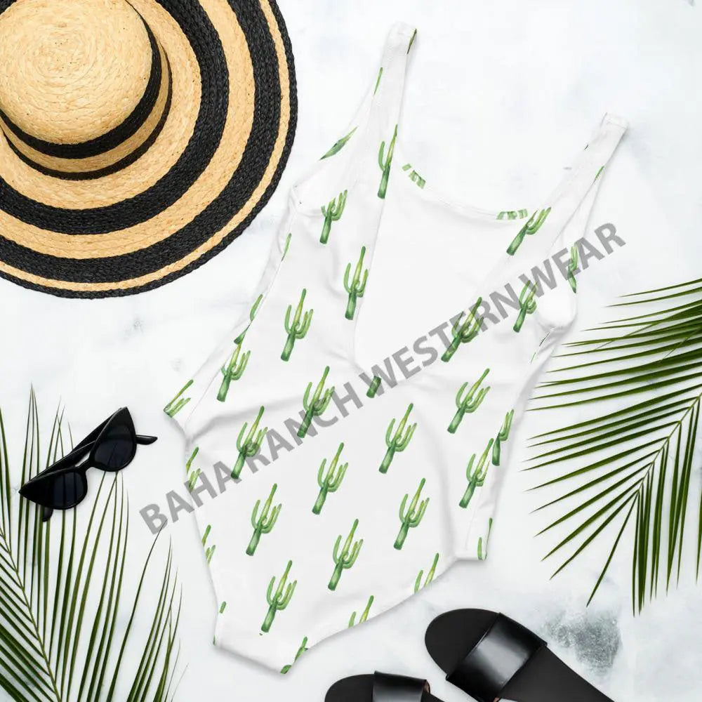 Yeehaw Cactus One Piece Swim Suit Baha Ranch Western Wear