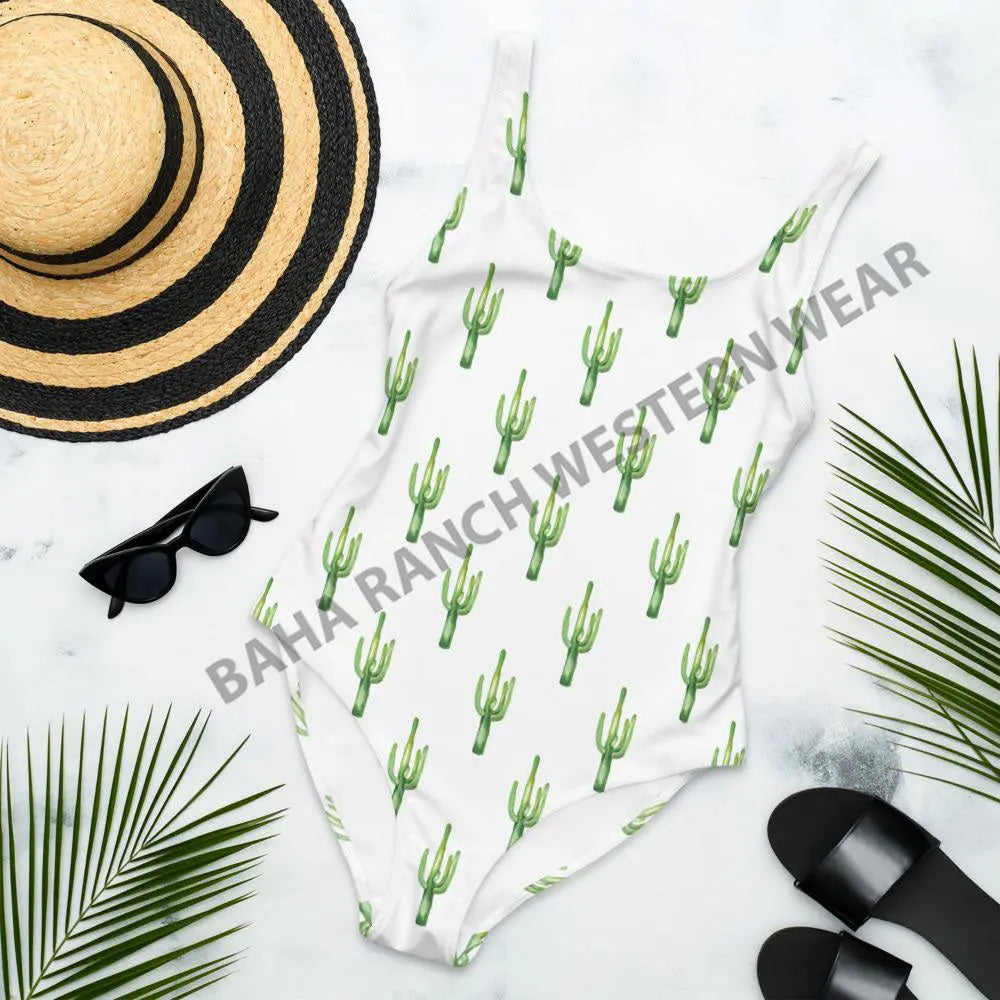 Yeehaw Cactus One Piece Swim Suit Baha Ranch Western Wear