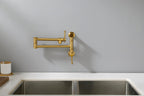 Wall mounted Pot Filler Faucet, Modern Brass Pot Filler Two-Attachment Wall Mount Folding Kitchen Pot Filler Swing Arm