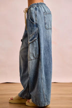 BiBi Baggy Barrel Jeans With Cargo Pockets