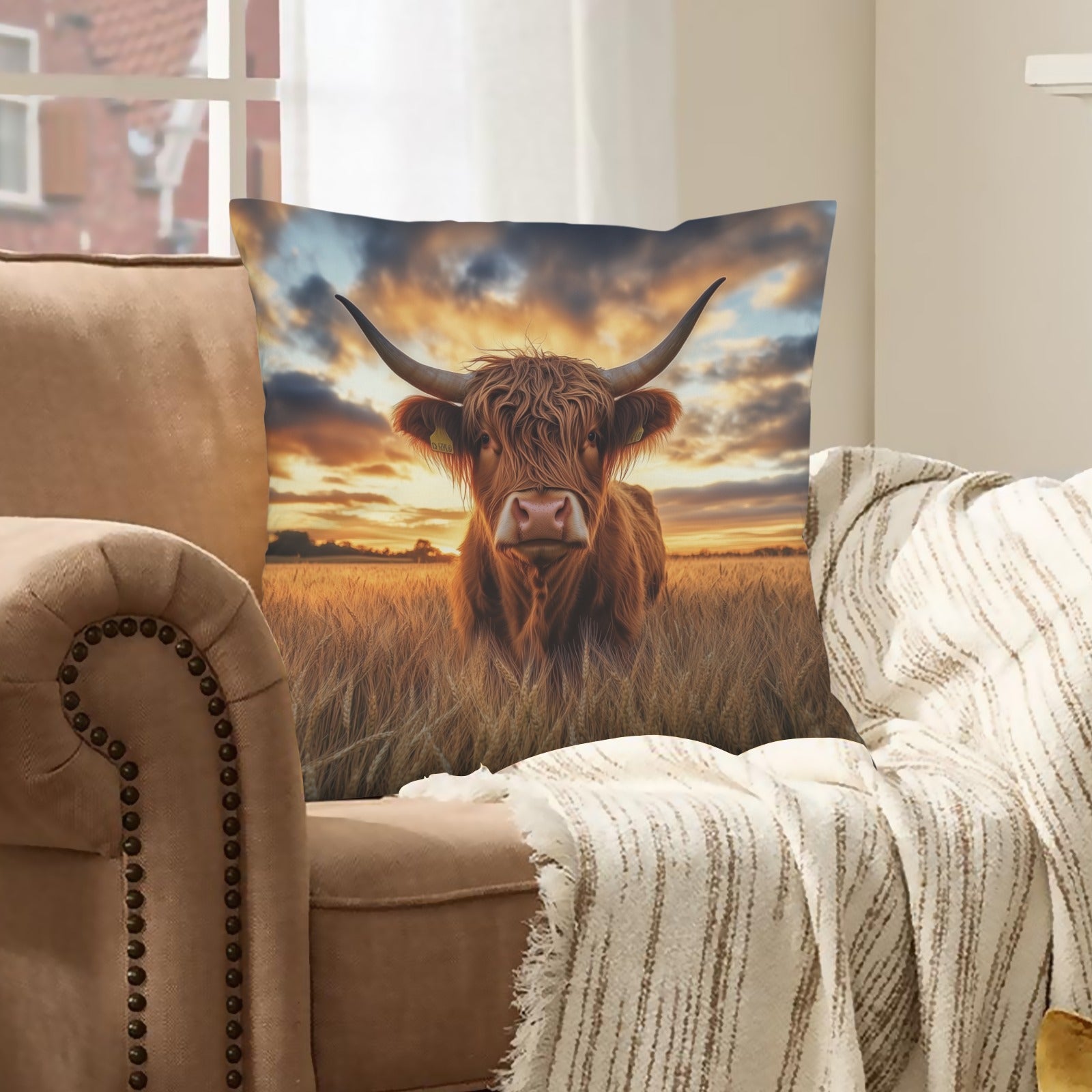 Baha Ranch Beautiful Highland Velvety Soft Pillow Cover Made in America Baha Ranch Western Wear