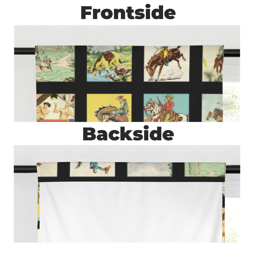 Vintage Western Collage Window Curtains 28"x40" (2-Piece)Made in America Baha Ranch Western Wear