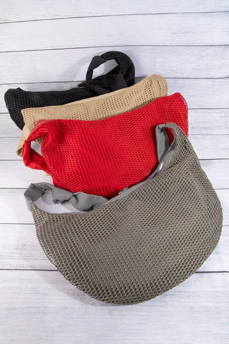 Fame Textured Mesh Knot Shoulder Bag