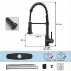 Kitchen Faucet with Pull Down Sprayer Industrial 1 Handle 1 Hole Or 3 Hole Faucet for Farmhouse Camper Laundry Utility Rv Wet Bar Sinks, Stainless Steel, Matte Black