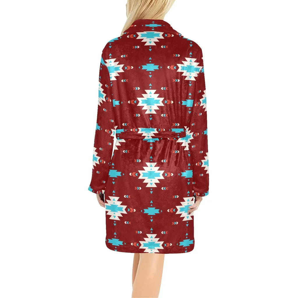 Burgundy Aztec Women's Western Bath Robe Baha Ranch Western Wear