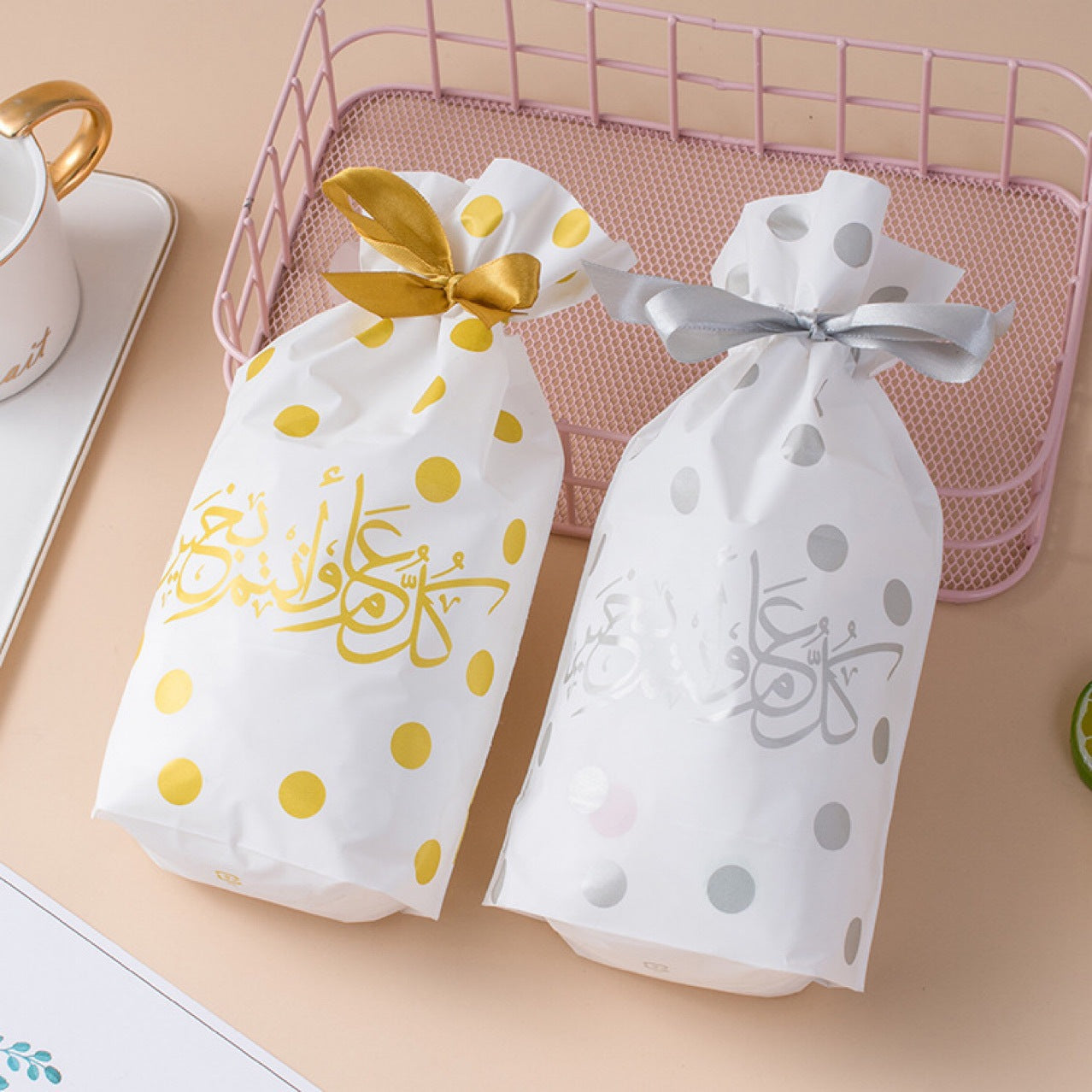 Drawstring Bag Food Bag Gift Bag Ribbon Packaging Bag 50 Pcs A Pack