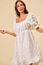 SO ME Texture Woven Ruching On Bust Mini Dress