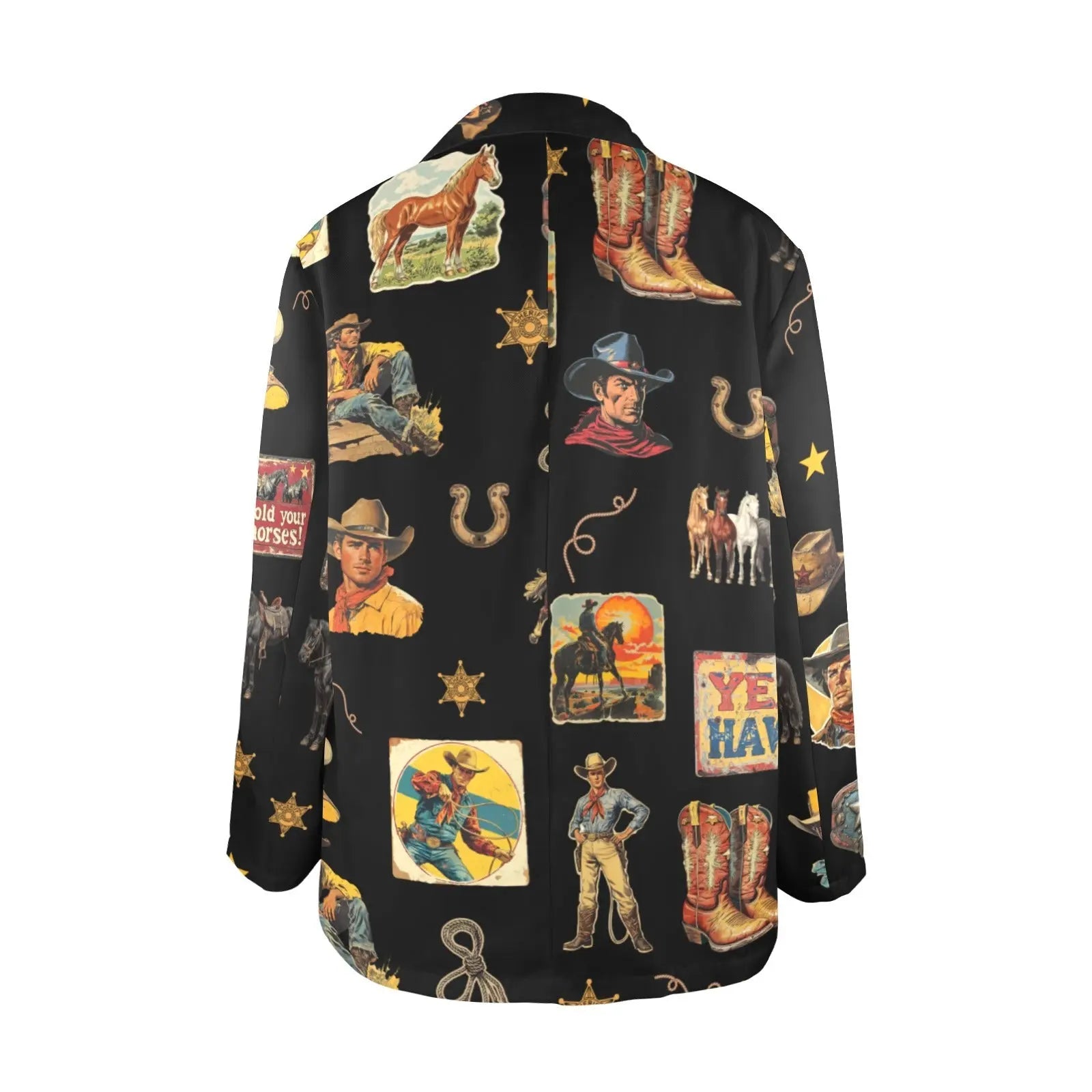Baha Ranch Vintage Cowboy Collage Western Women's Blazer Baha Ranch Western Wear