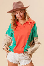 BiBi Colorblock Exposed Seam French Terry Sweatshirt