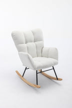 050-Teddy Fabric Rocking Gilder Nursery Chair For Living Room Indoor,Ivory