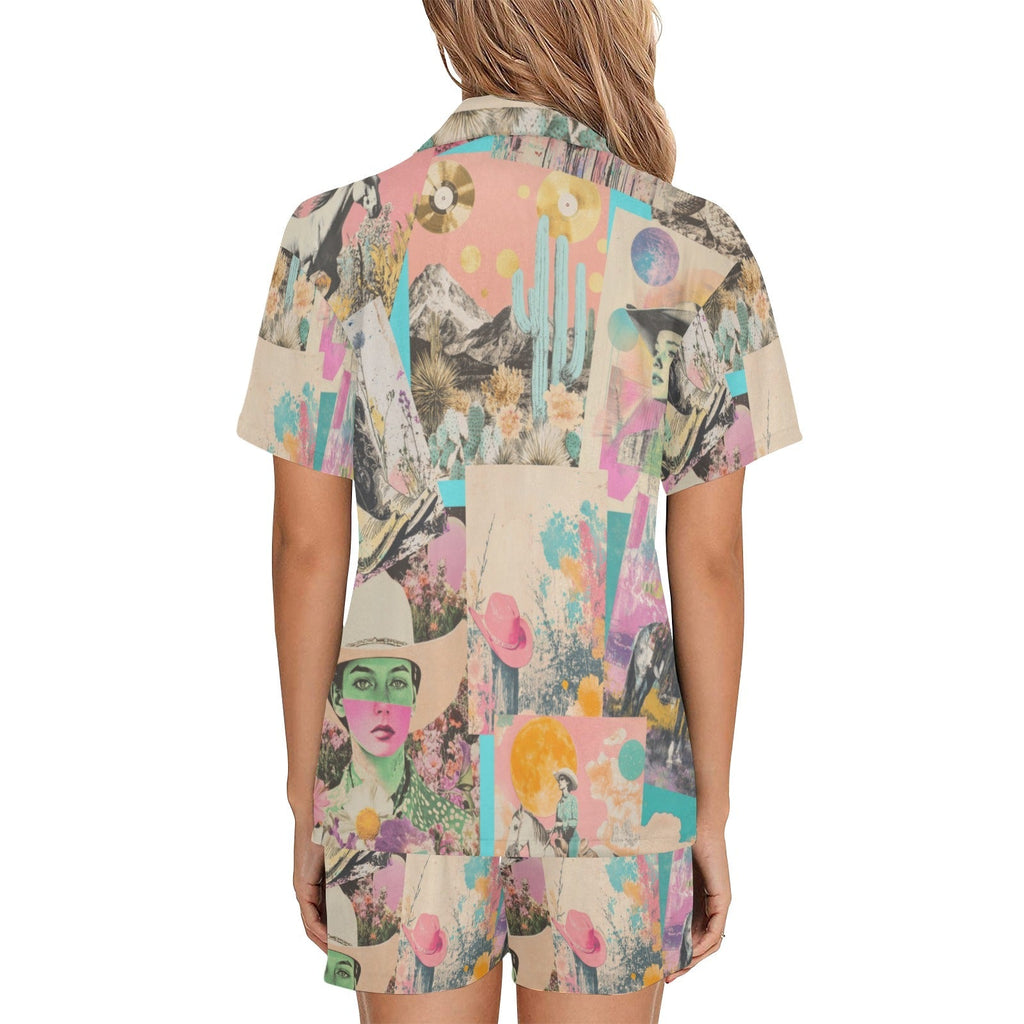 Baha Ranch Retro Pop Western Collage Pajama Set Baha Ranch Western Wear