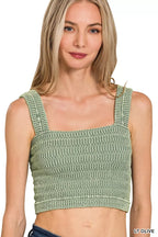Zenana Seamless Winkle Stone Washed Bra Top