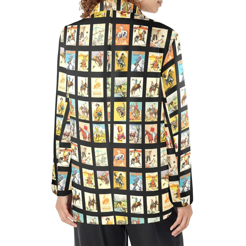 Baha Ranch Vintage Cowboy Collage Women's Western Blazer Baha Ranch Western Wear
