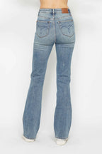 Judy Blue Full Size Tummy Control Back Embroidered Pocketed Bootcut Jeans Plus Size