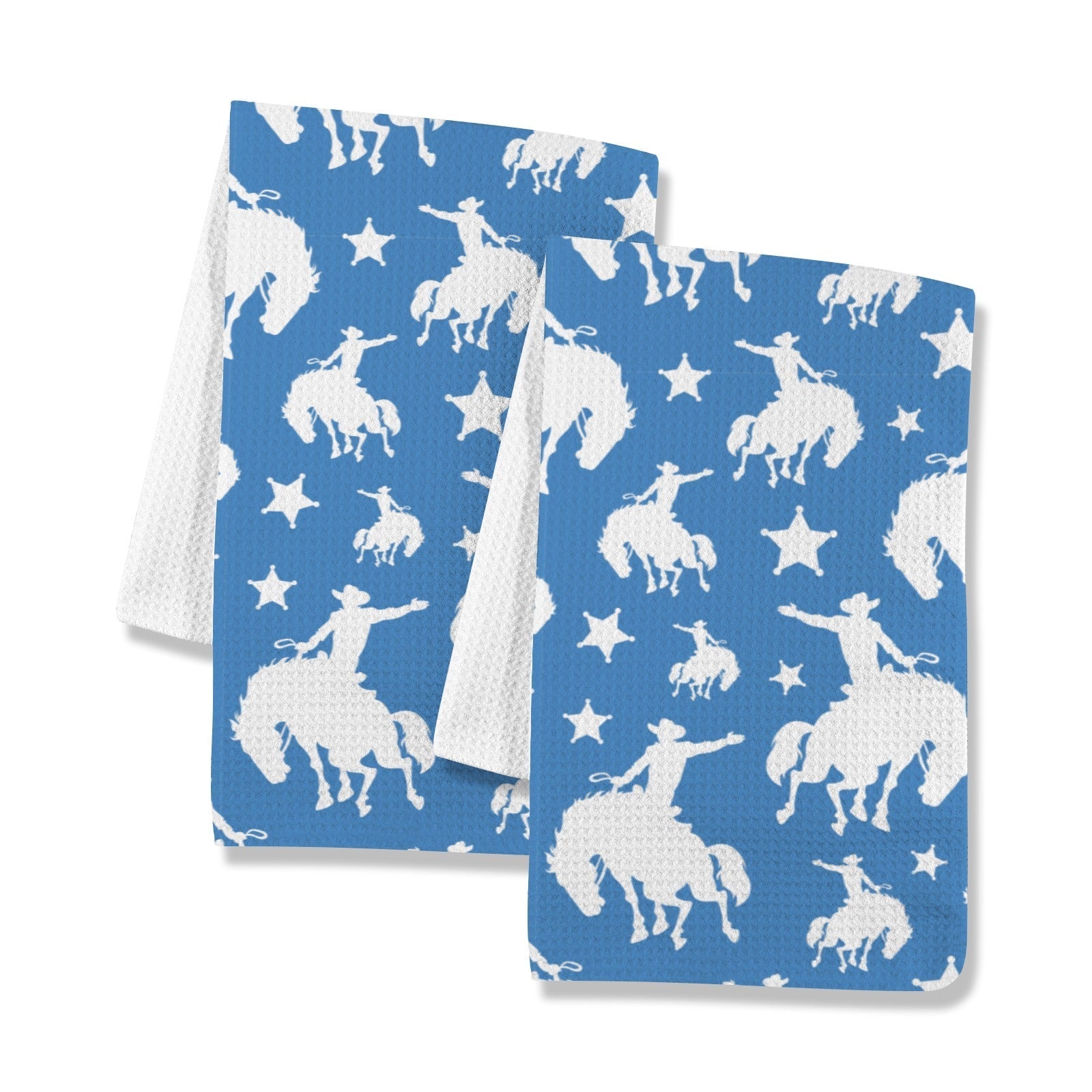 Blue Rodeo Cowboy Set of 2 Dish Towels Made in America Baha Ranch Western Wear