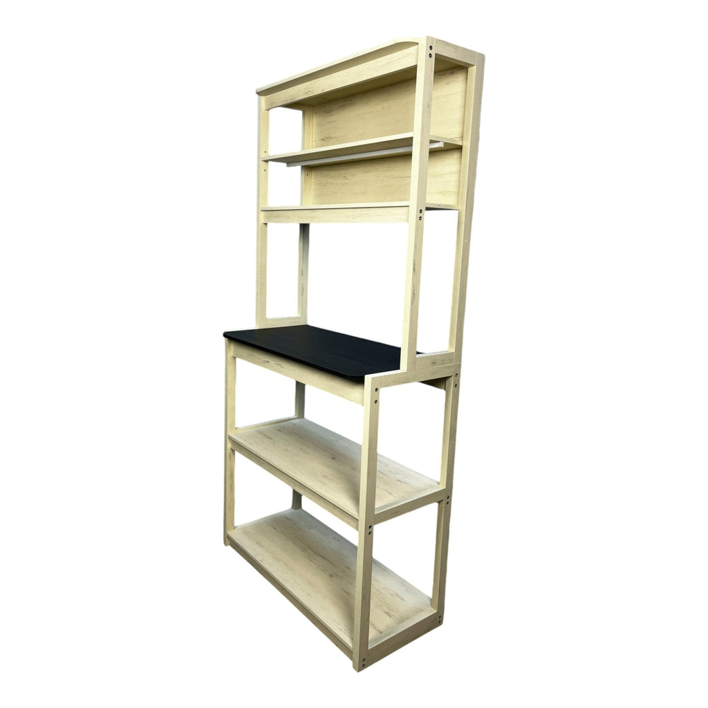 31.5' White and Black color 5-Tier Bakers Rack for Kitchen with Storage, Coffee Bar, Kitchen Shelves, Microwave Stand