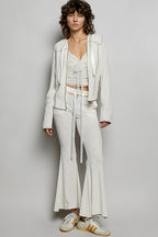 POL Drawstring Textured Ribbed Knit Pants