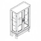 2 Doors Curio Cabinet with Tempered Glass Doors, Curio Cabinets with Mirrored Back Panel and Adjustable Shelves, Lighted Display Cabinet for Home, Office Light Bulb Included White