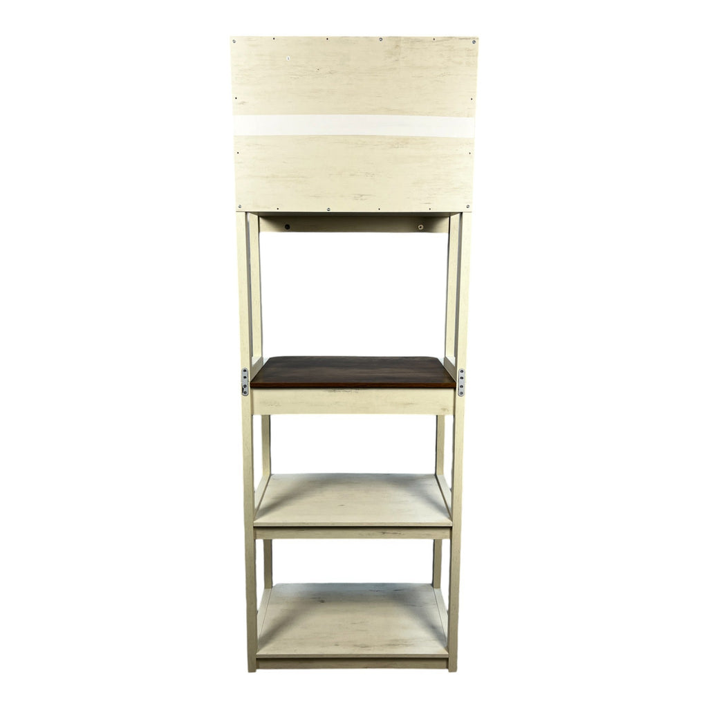 23.62' White and Rustic Brown color 5-Tier Bakers Rack for Kitchen with Storage, Coffee Bar, Kitchen Shelves, Microwave Stand