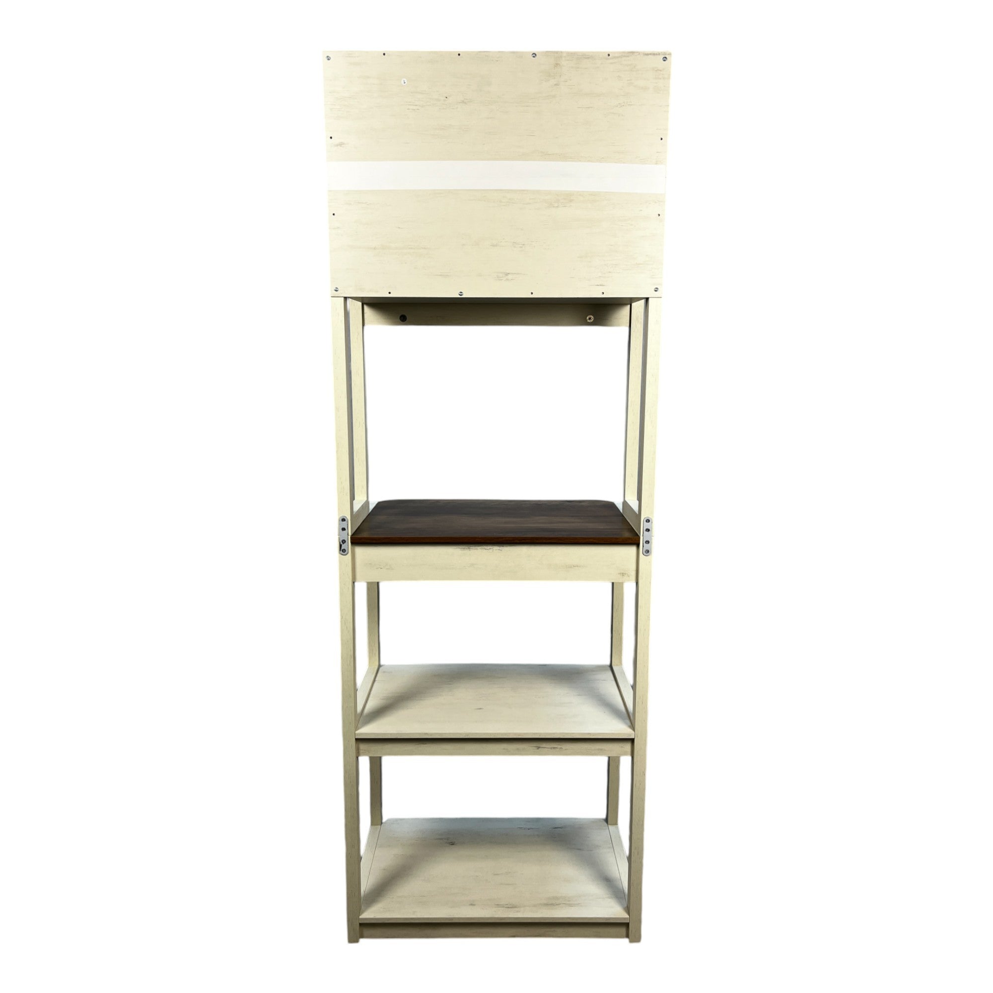 23.62' White and Rustic Brown color 5-Tier Bakers Rack for Kitchen with Storage, Coffee Bar, Kitchen Shelves, Microwave Stand