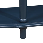 Retro Curved Wood Console Table, 52 inch Circular Half Moon Sofa Table with Open Shelf and 2 Drawers, Solid Wood Entry Table for Living Room, Hallway, Navy Blue + Brown Top
