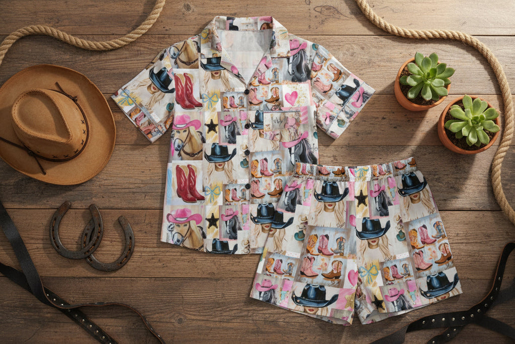 Baha Ranch Painted Cowgirl Pajama Set Made in America Baha Ranch Western Wear