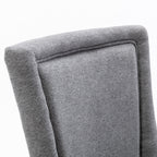 A&A Furniture Ultra Side Dining Chair with Thickened Fabric and Solid Wood Legs, Bronze Nail Head, Set of 2, Gray