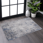 NAAR MARFI Collection 2X3 Silver / Blue / Abstract Doormat Rug