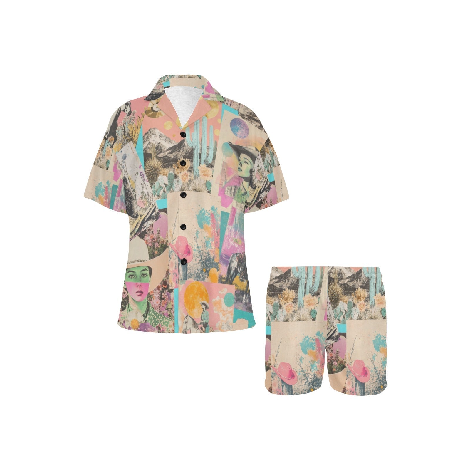 Baha Ranch Retro Pop Western Collage Pajama Set Baha Ranch Western Wear