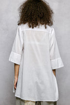 POL Floral Embroidered Half Sleeve Cotton Shirt