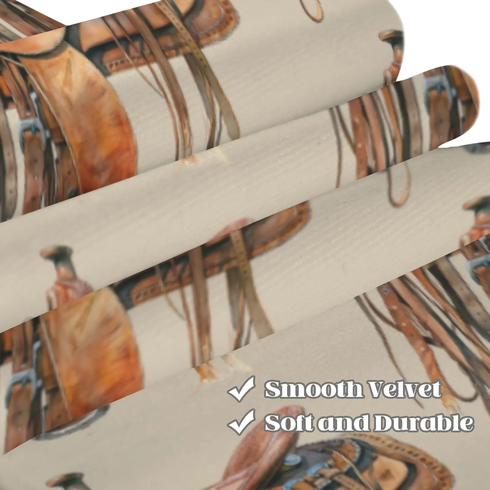 Saddle Print Window Curtain Drapes 52"x63" Made in America Baha Ranch Western Wear